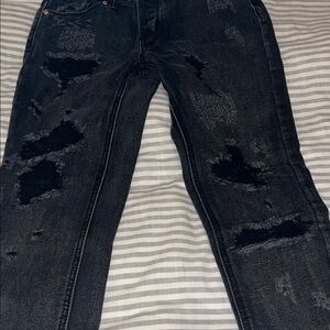 Signature Black Distressed Women Jeans